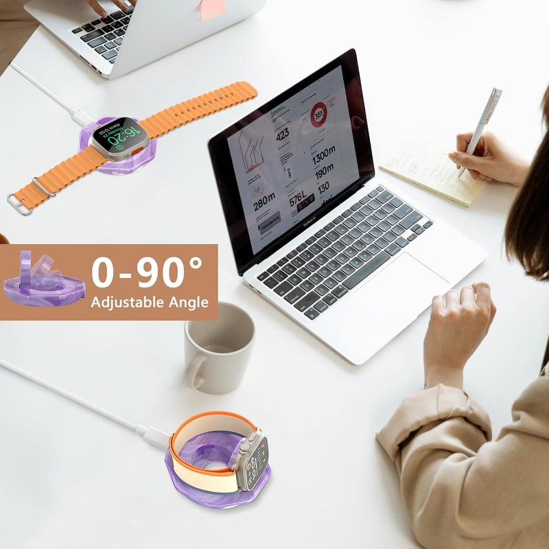 RETHLO Foldable Magnetic Charging Dock for Apple Watch, Wireless Fast Watch Charger Stand with Charging Cable, Compatible with Apple Watch 10 9 8 7 SE 6 5 4 3 2/Ultra 2 1, Support Nightstand Mode - Image 2